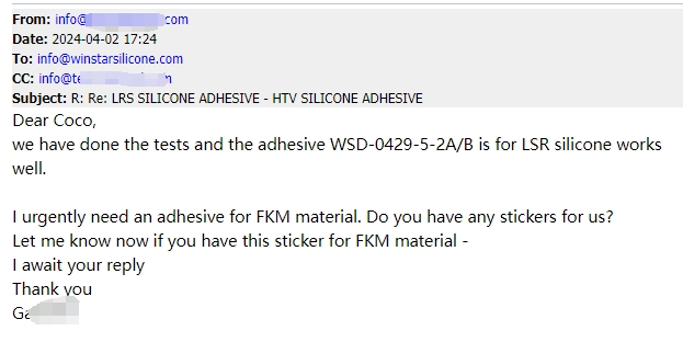 Customer Feedbacks on Winstar SIlicone Materials company silicone adhesive(图1)